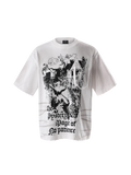 TBHNP Luminous Dawn gothic castle print heavyweight t-shirt, white — men's streetwear graphic tee