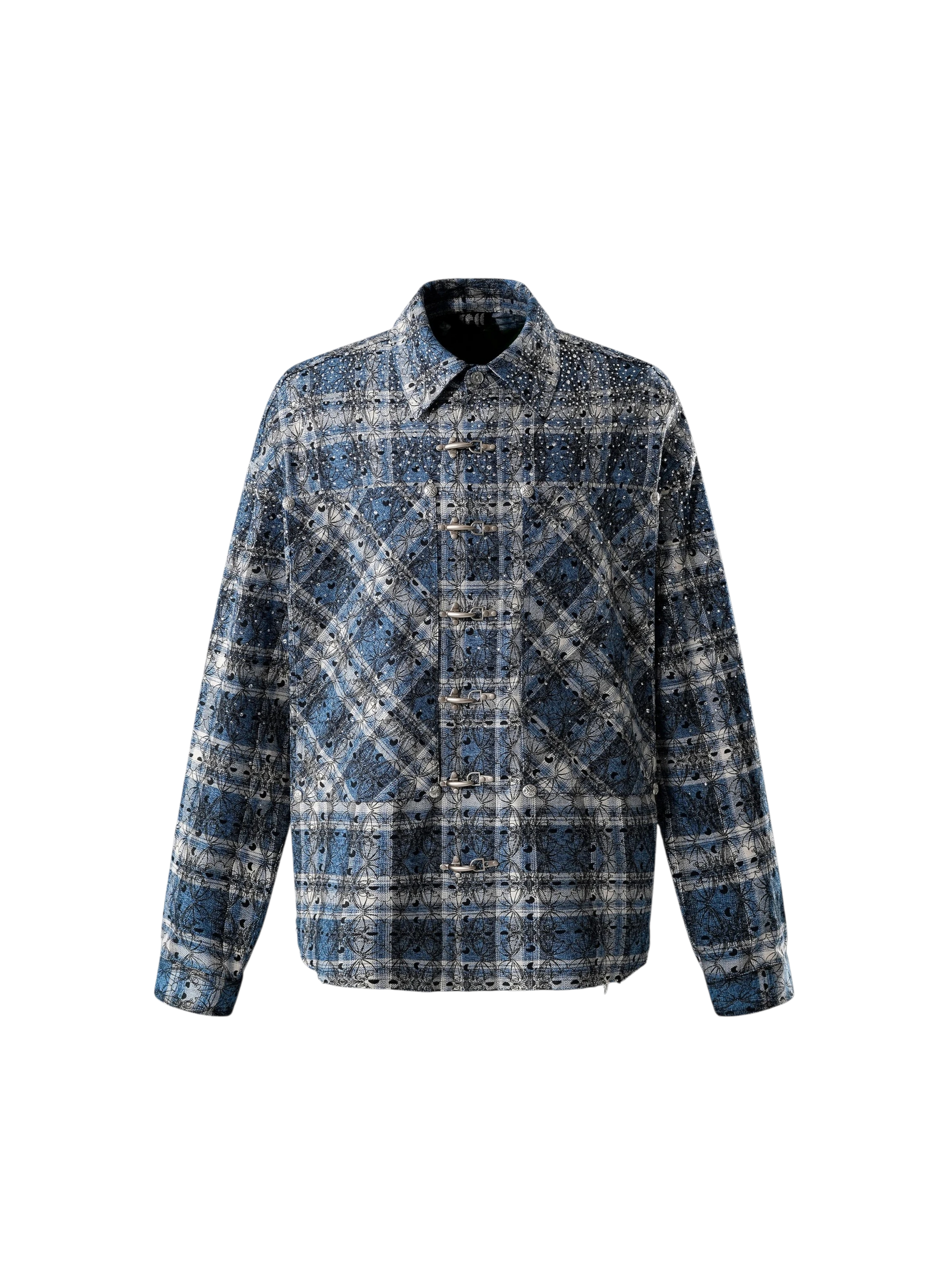 TBHNP Luminous Dawn Shadowbat buckle plaid flannel shirt — men's gothic streetwear button-up