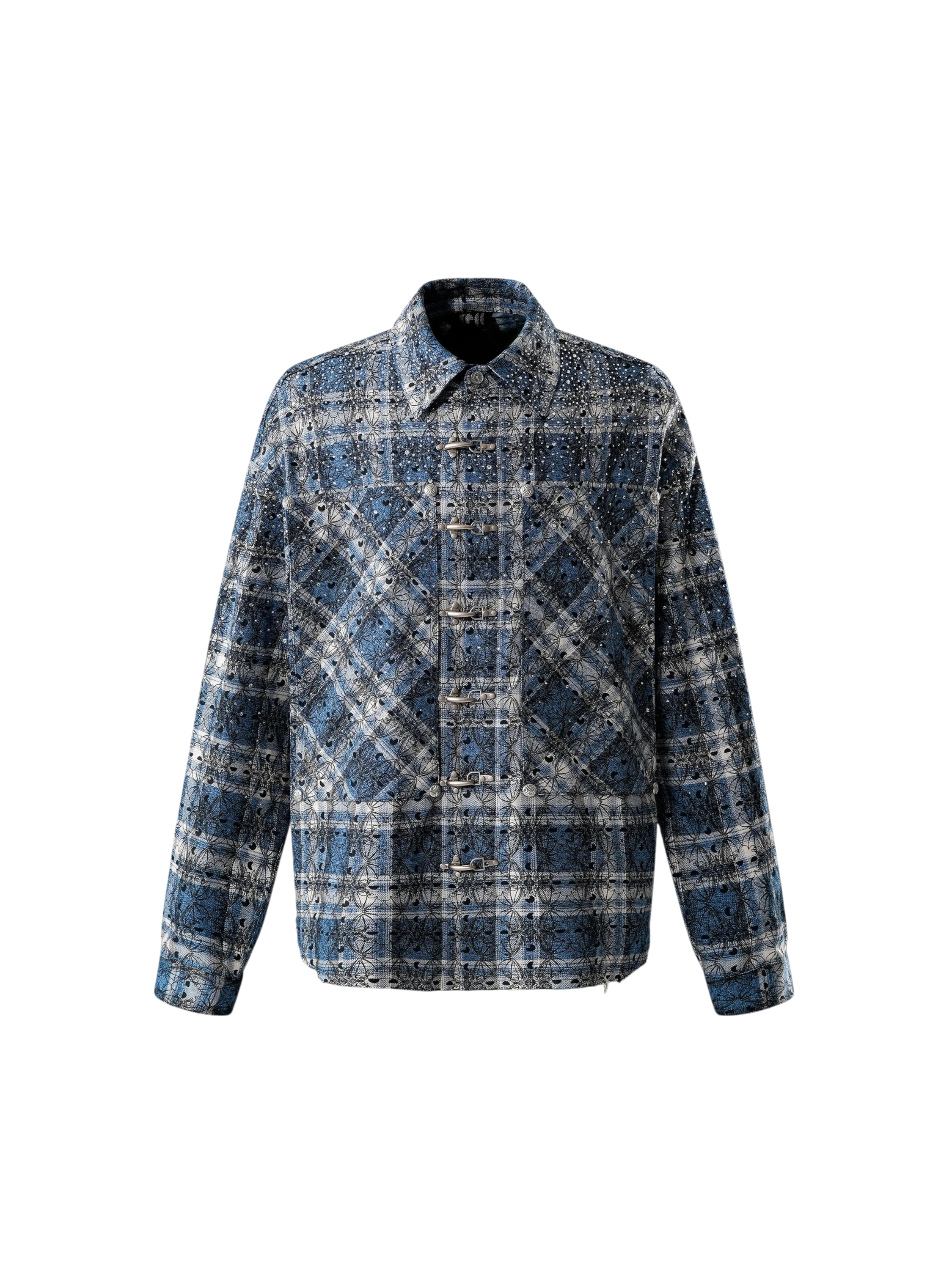 TBHNP Luminous Dawn Shadowbat buckle plaid flannel shirt — men's gothic streetwear button-up