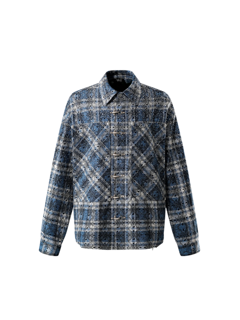 TBHNP Luminous Dawn Shadowbat buckle plaid flannel shirt — men's gothic streetwear button-up