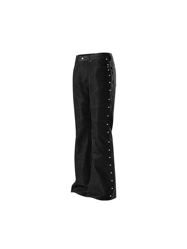 LUMINOUS DAWN ASTRAL METAL LOGO SILKY FLARE JEANS
