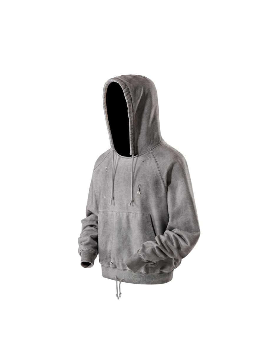 TBHNP Disciple distressed stained pullover hoodie, grey — men's streetwear hoodie