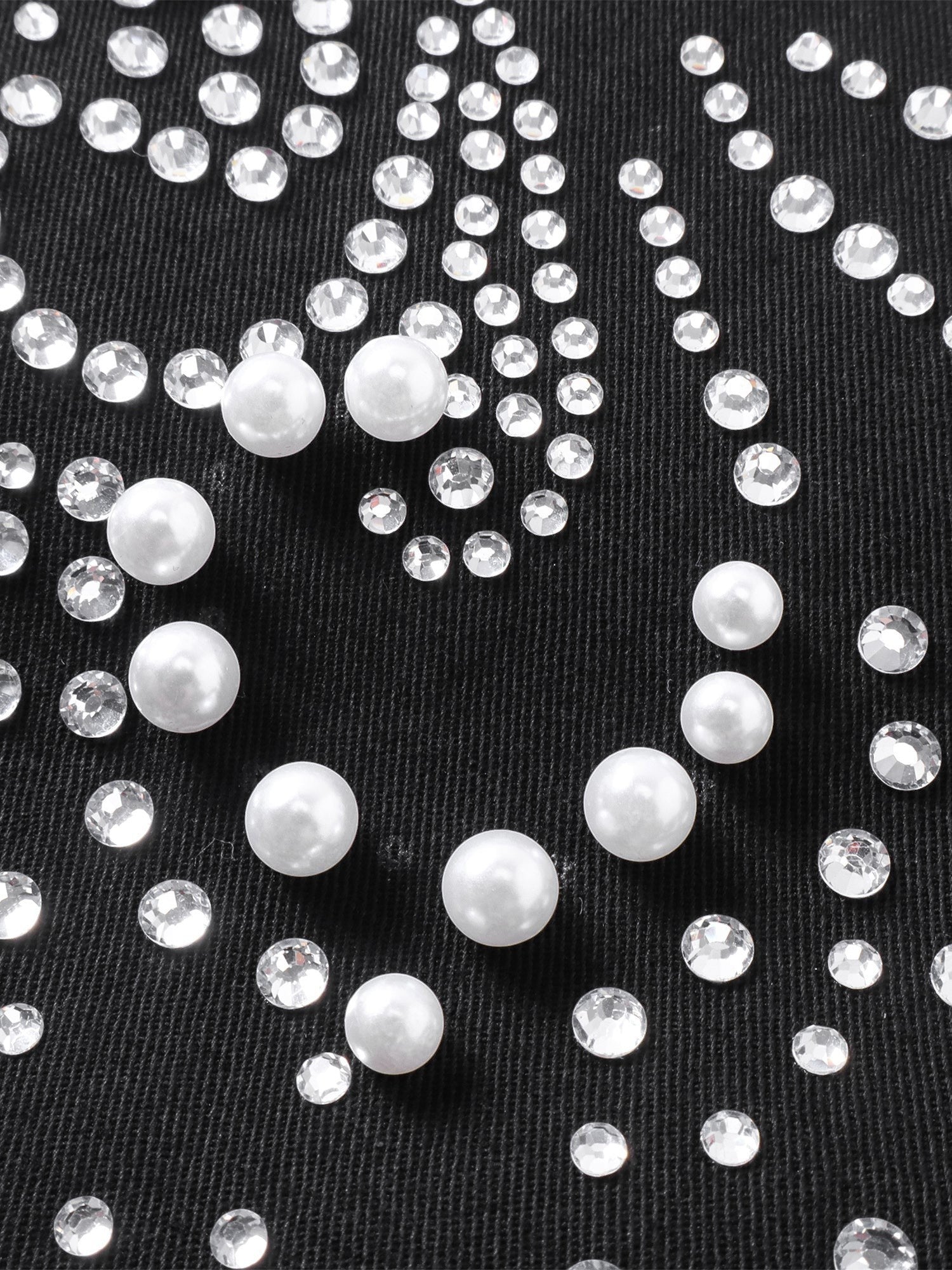 TBHNP Luminous Dawn pearl rhinestone cotton zip jacket, black — men's streetwear jacket
