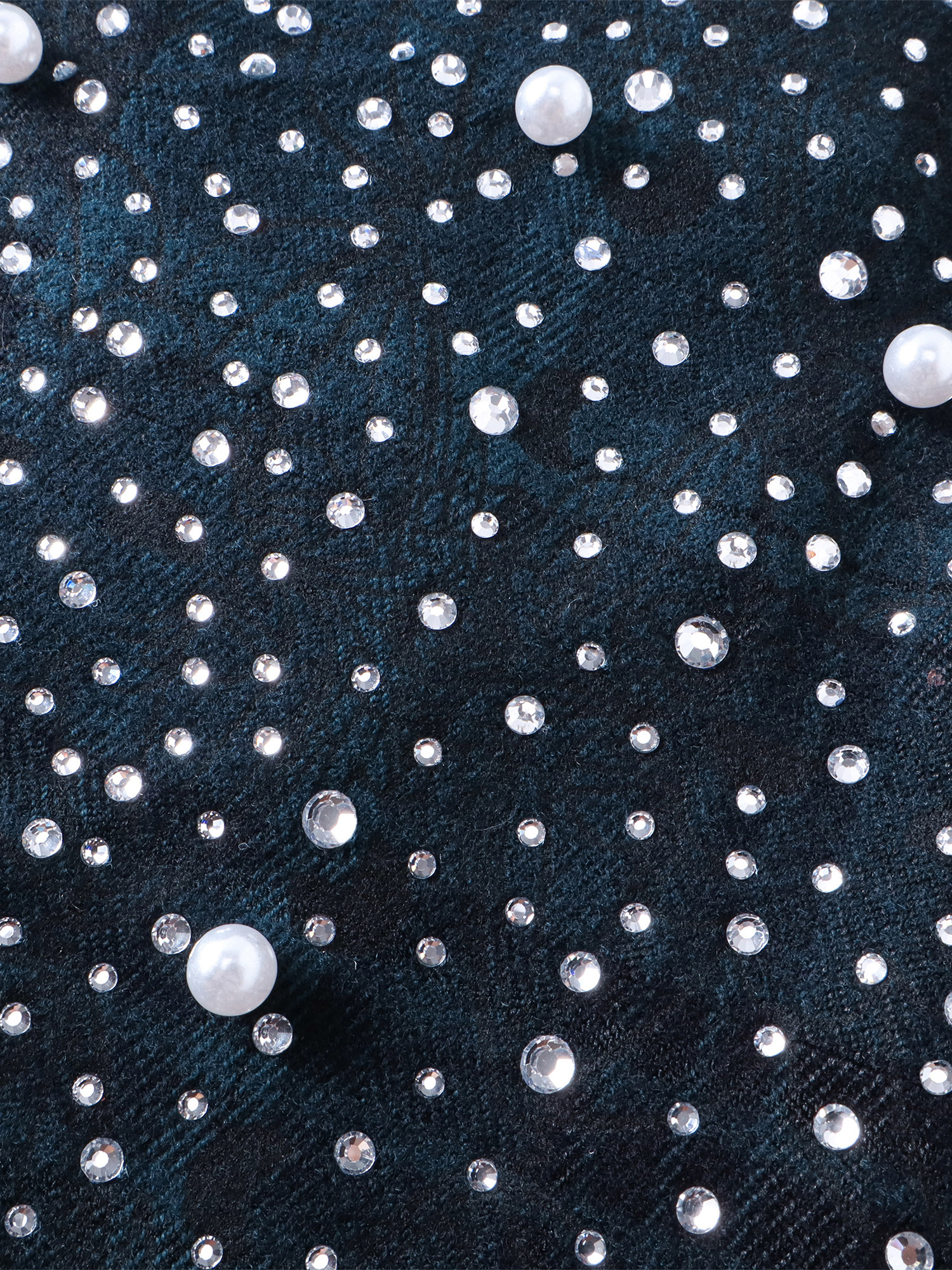 LUMINOUS DAWN RHINESTONE PEARL BAT PATTERN L-S SHIRT