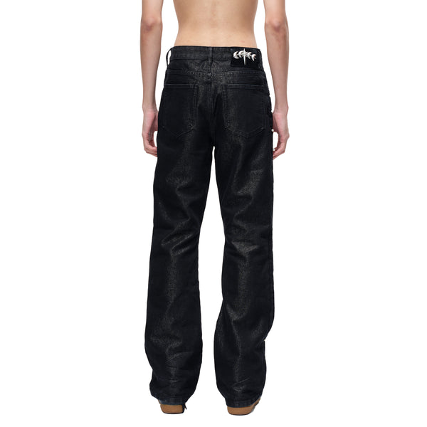 LUMINOUS DAWN ASTRAL METAL LOGO SILKY FLARE JEANS