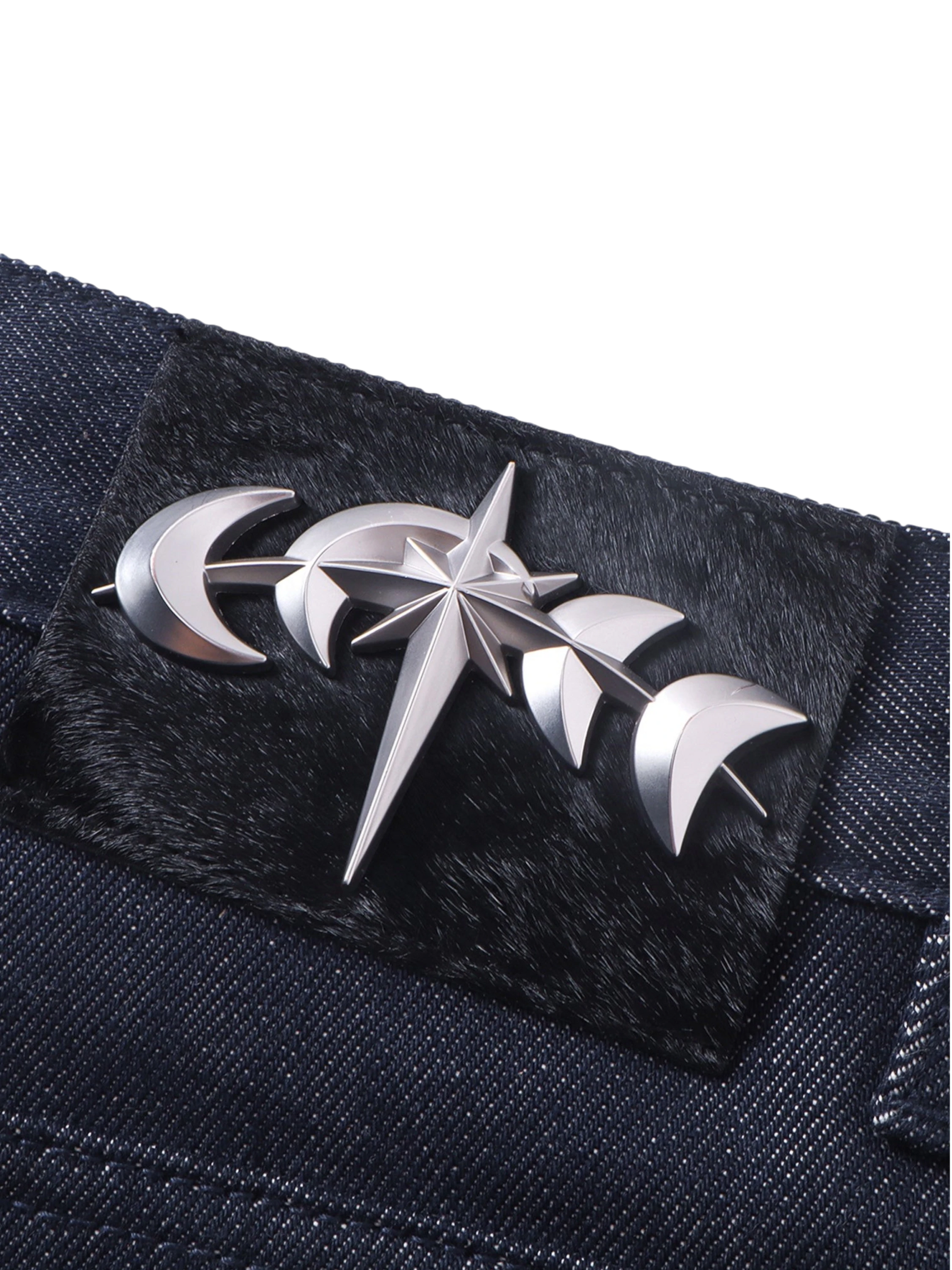 TBHNP Luminous Dawn button-fly wide-leg jeans, dark blue — men's streetwear denim