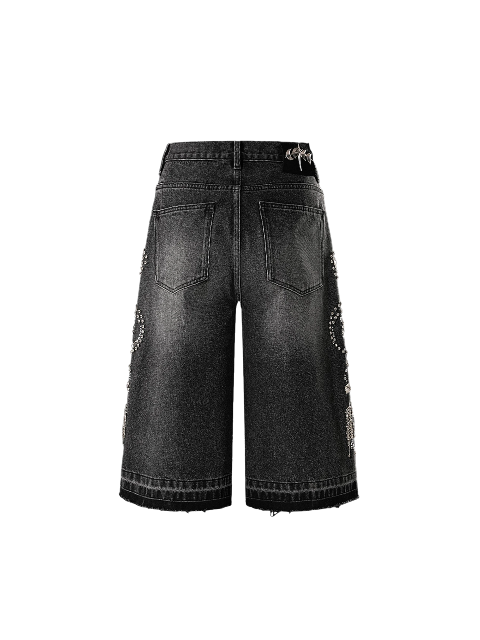 TBHNP Luminous Dawn rhinestone vine cropped wide-leg jeans — men's streetwear denim