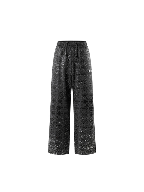 LUMINOUS DAWN DARK PATTERN RHINESTONE PANTS
