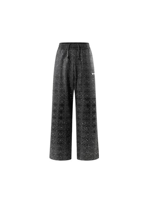TBHNP Luminous Dawn all-over rhinestone wide-leg pants — men's streetwear pants