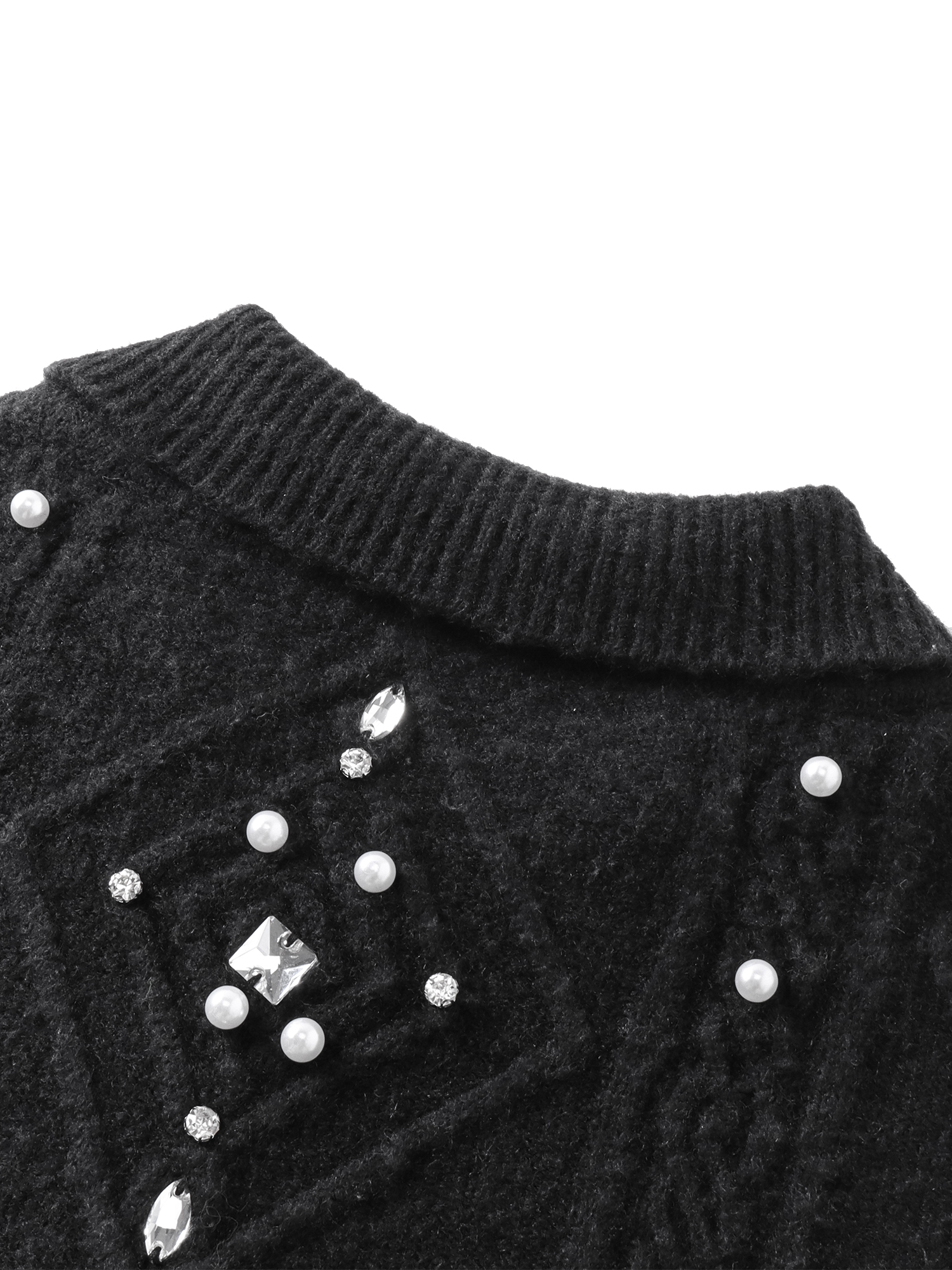 LUMINOUS DAWN RHINESTONE COLLARED CARDIGAN