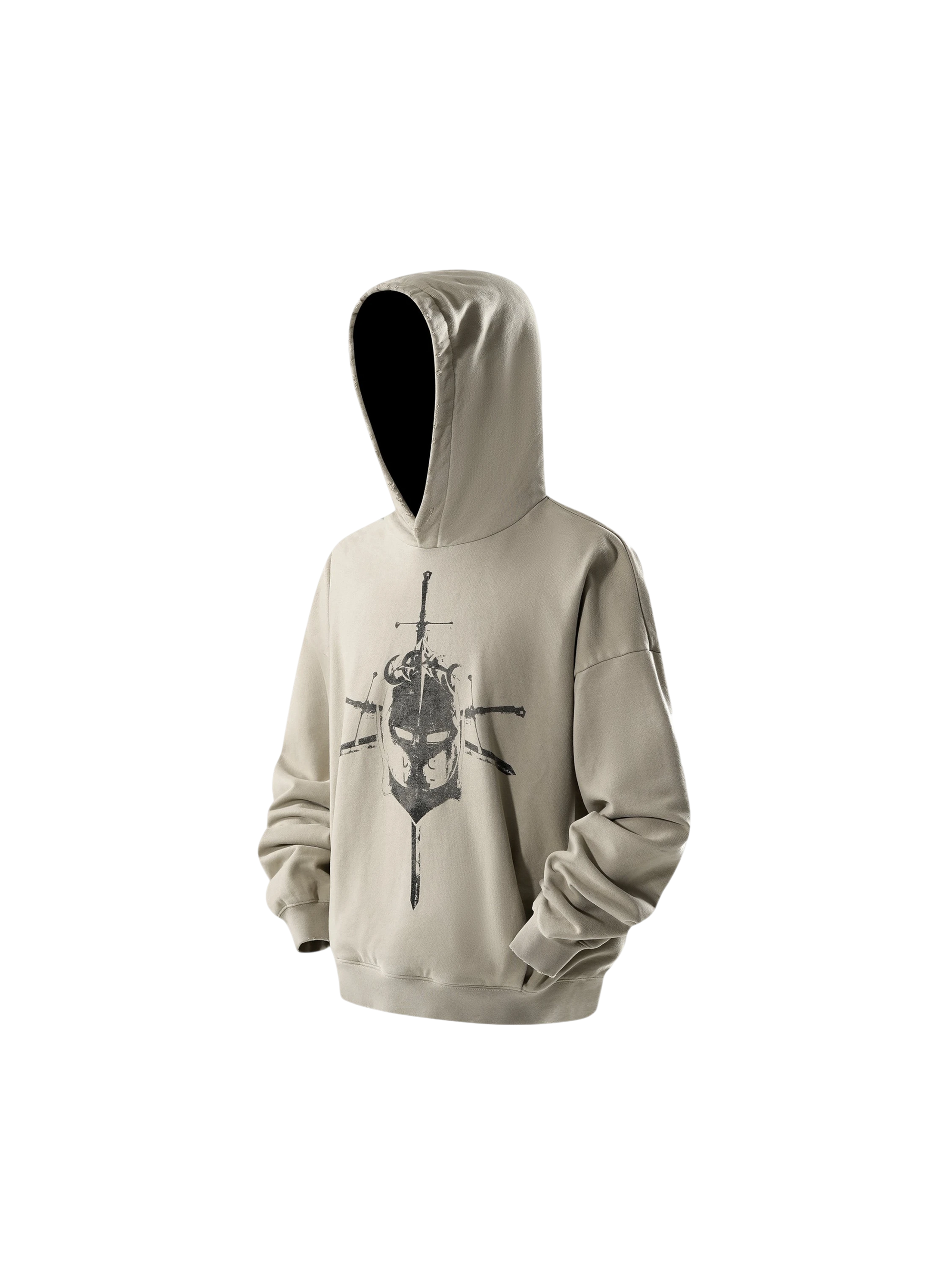 TBHNP Luminous Dawn knight and sword colour-block hoodie — men's streetwear hoodie