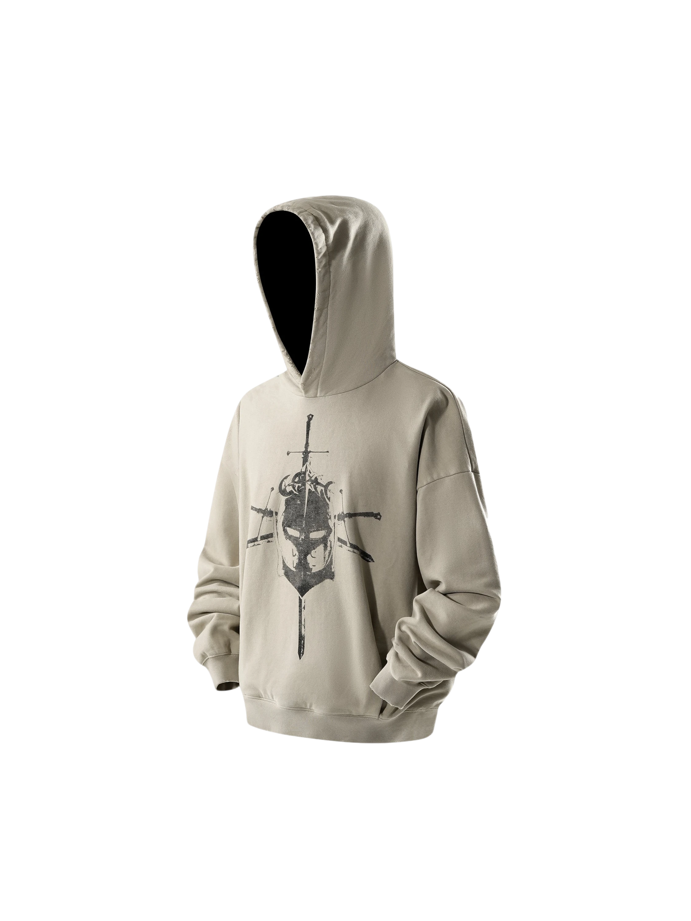TBHNP Luminous Dawn knight and sword colour-block hoodie — men's streetwear hoodie
