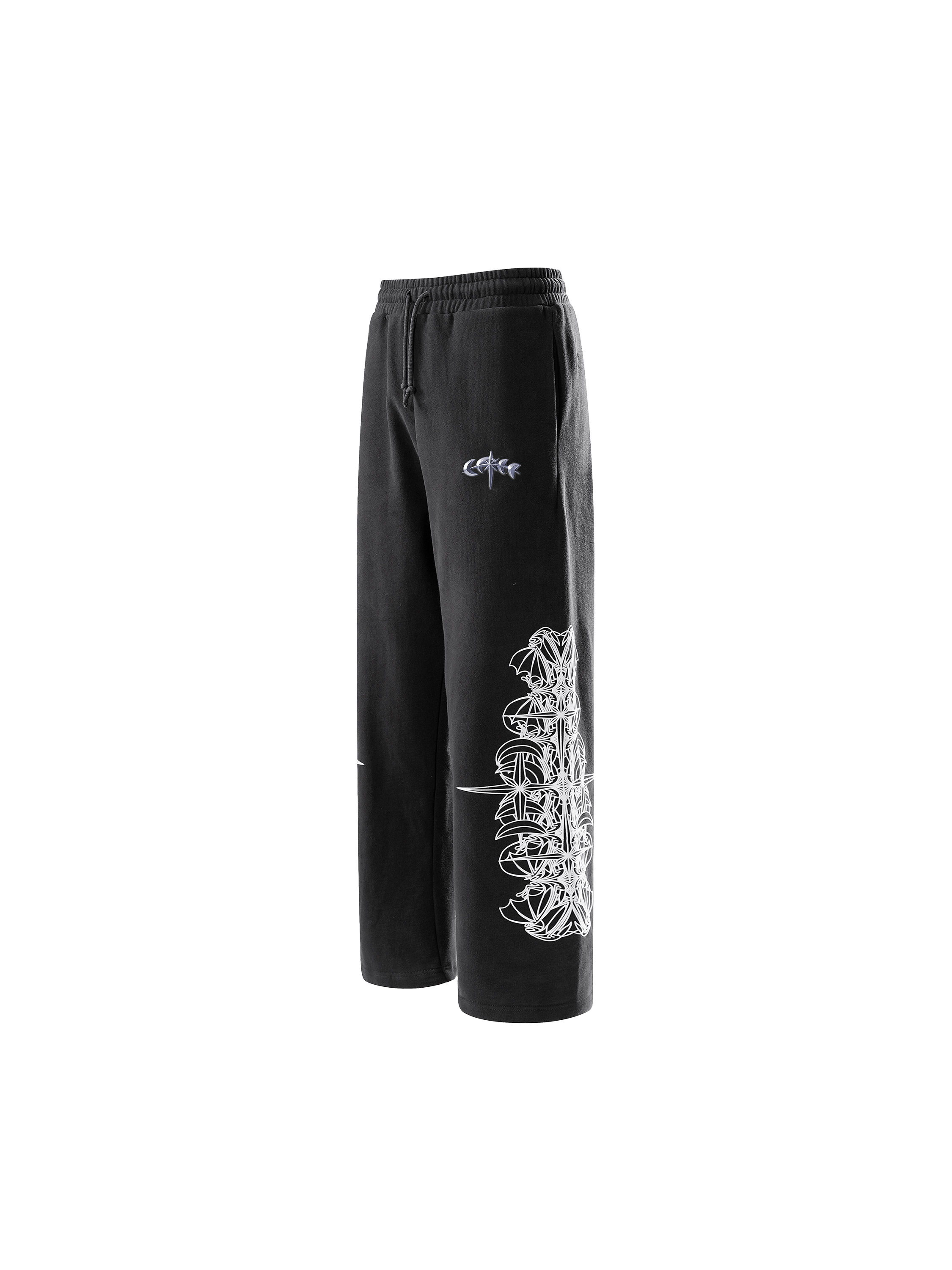 LUMINOUS DAWN ASTRAL LOGO FLOCKED PANTS