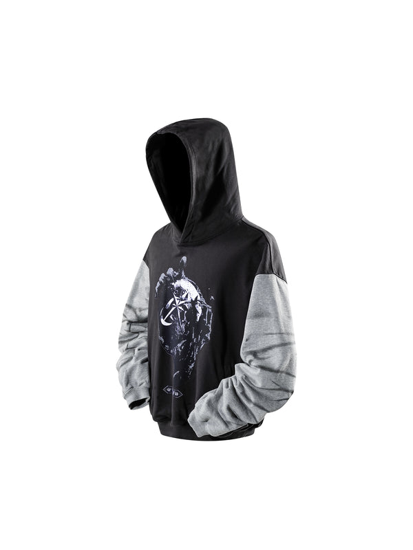 LUMINOUS DAWN WASHED PRINTED DESTROYED HOODIE