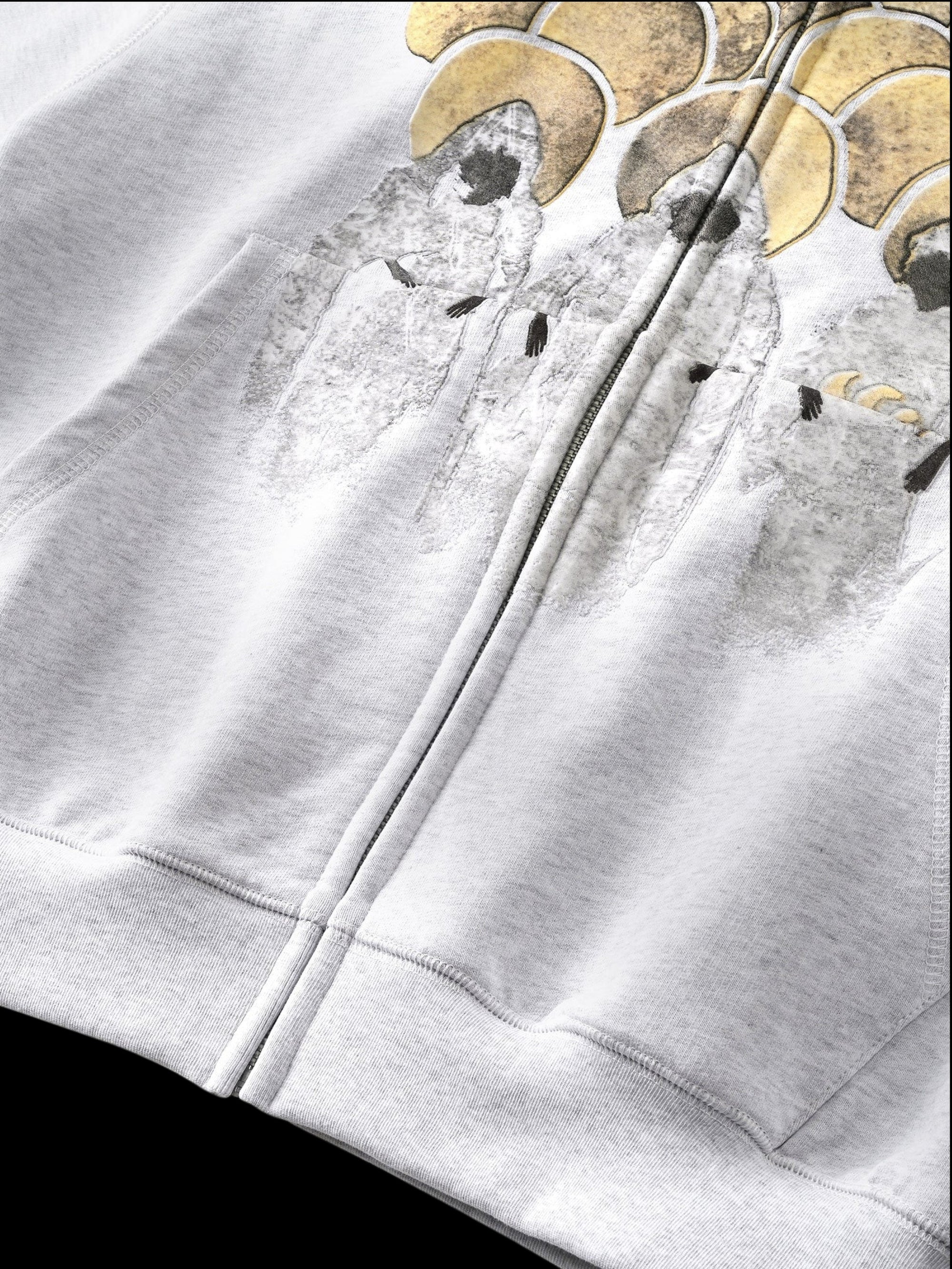 TBHNP Disciple graphic flocked zip-up hoodie, grey — men's streetwear hoodie