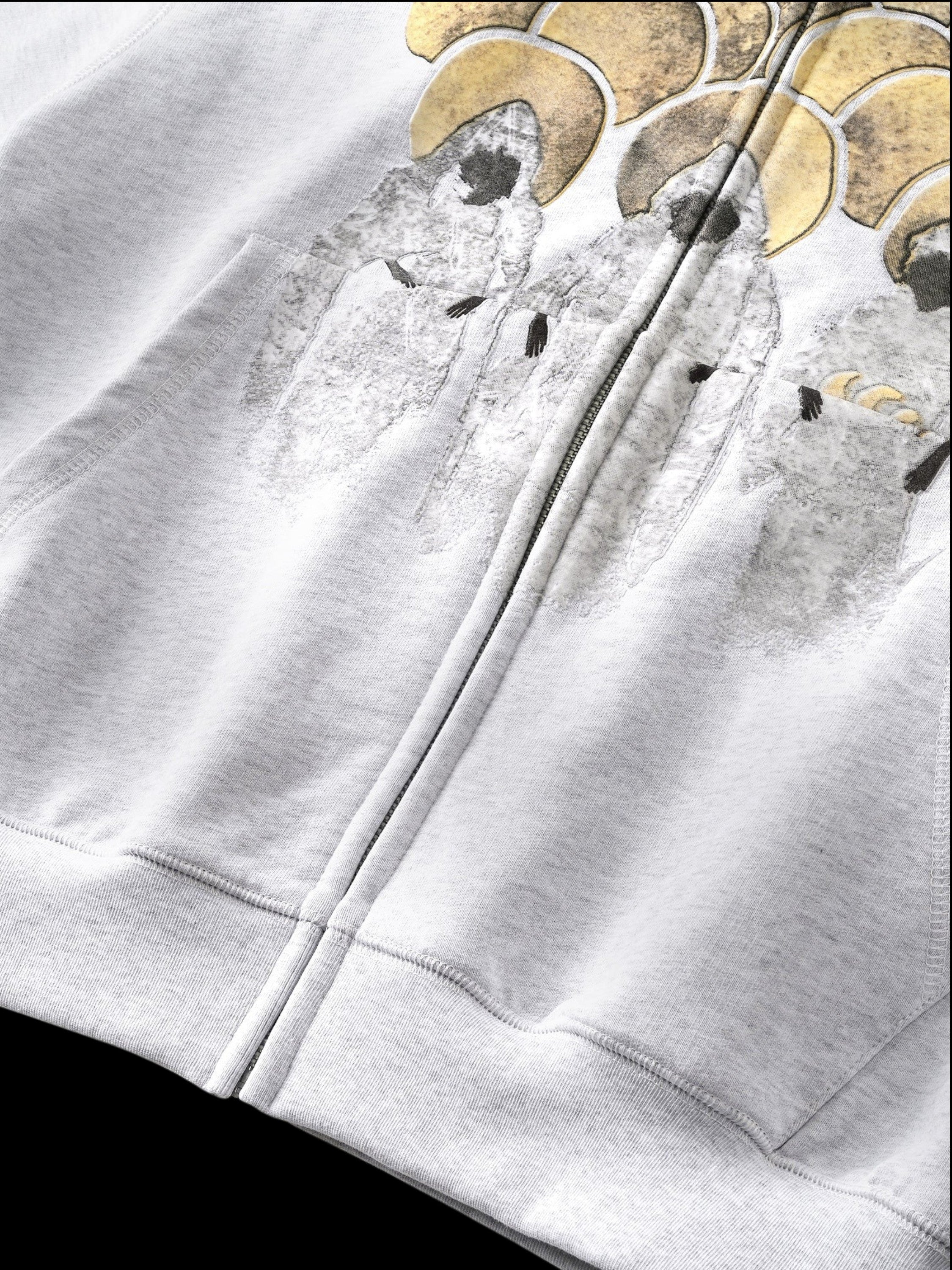 TBHNP Disciple graphic flocked zip-up hoodie, grey — men's streetwear hoodie