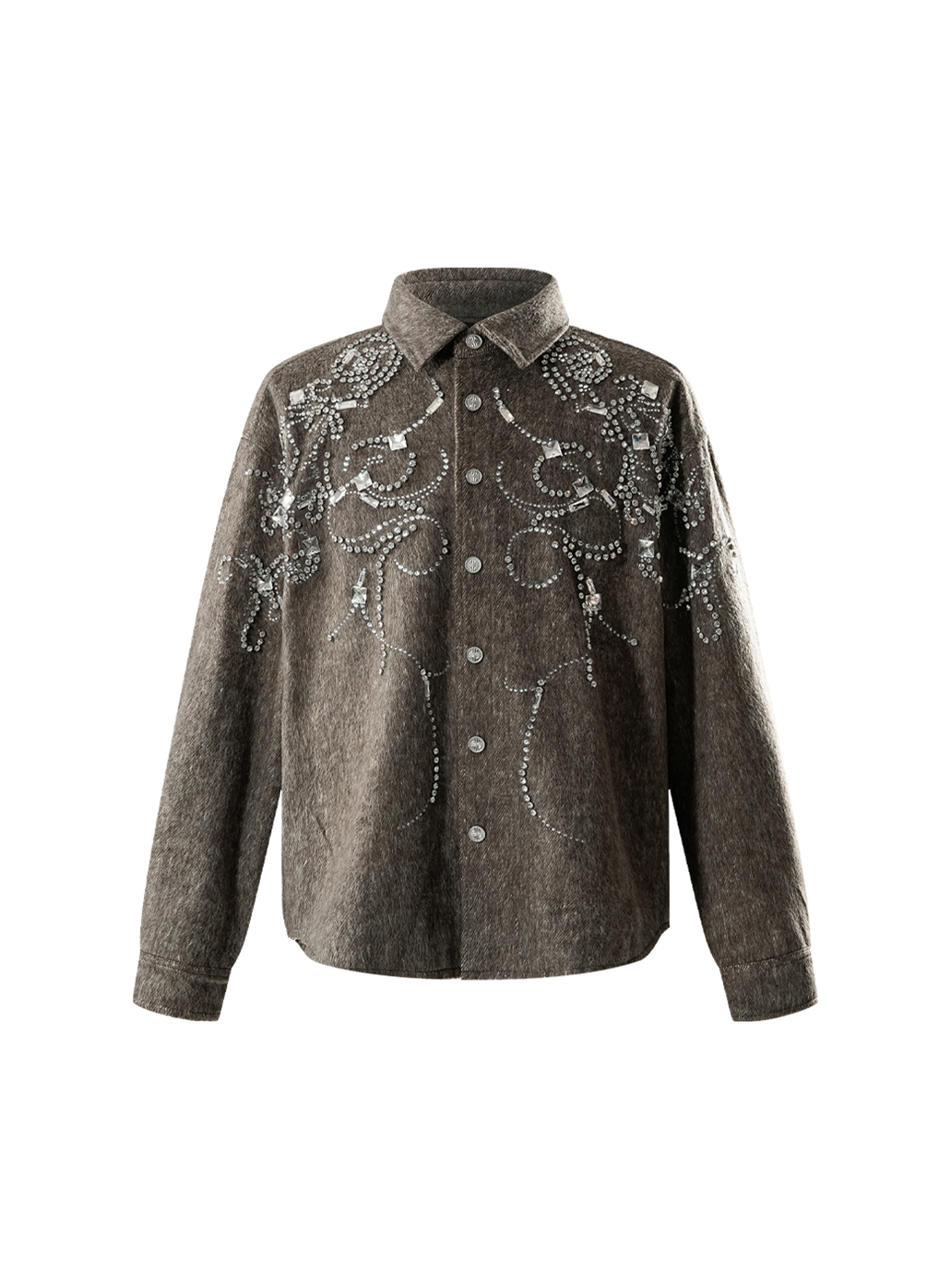 LUMINOUS DAWN RHINESTONE CROPPED SHIRT