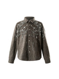 LUMINOUS DAWN RHINESTONE CROPPED SHIRT