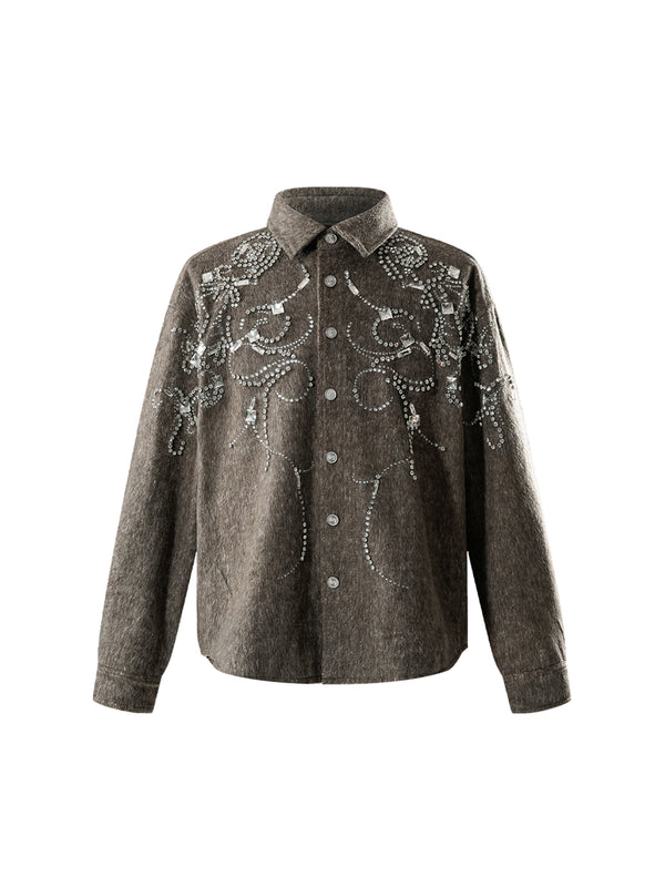 LUMINOUS DAWN RHINESTONE CROPPED SHIRT