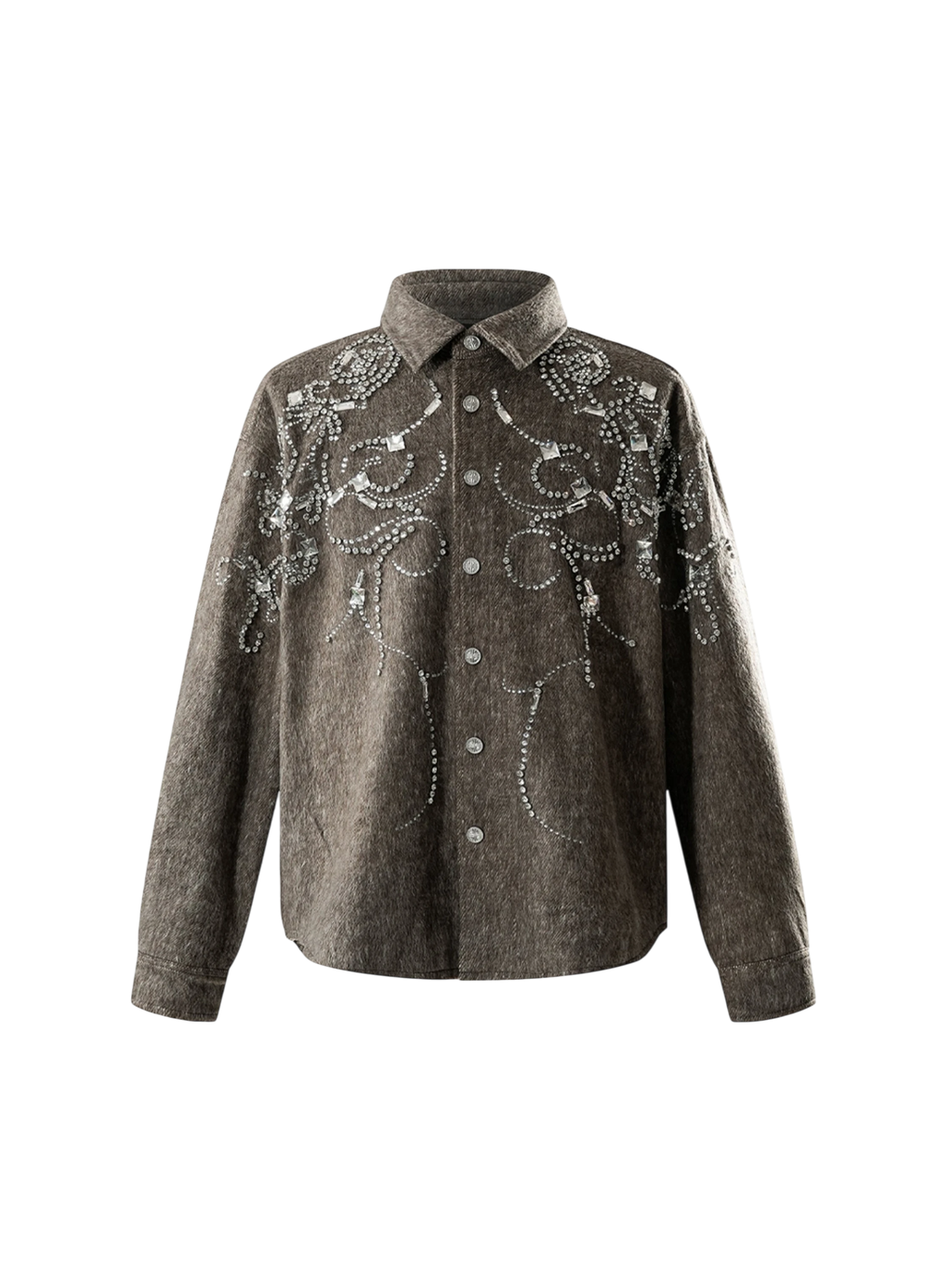 LUMINOUS DAWN RHINESTONE EMBELLISHED CROPPED SHIRT