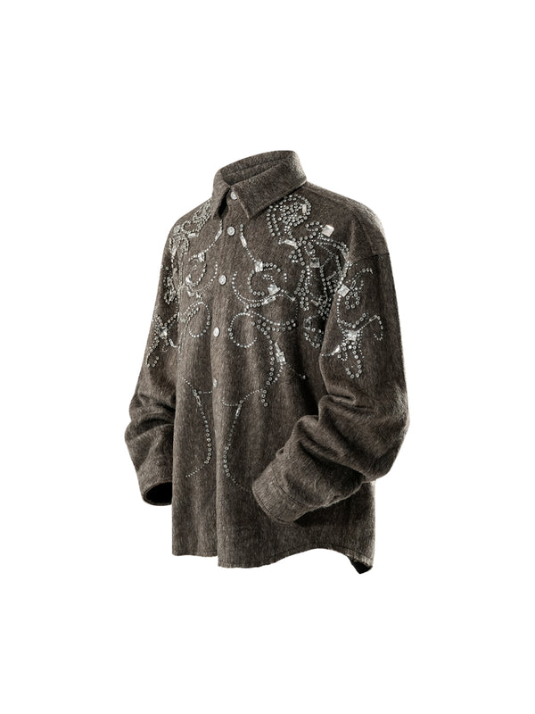 LUMINOUS DAWN RHINESTONE CROPPED SHIRT