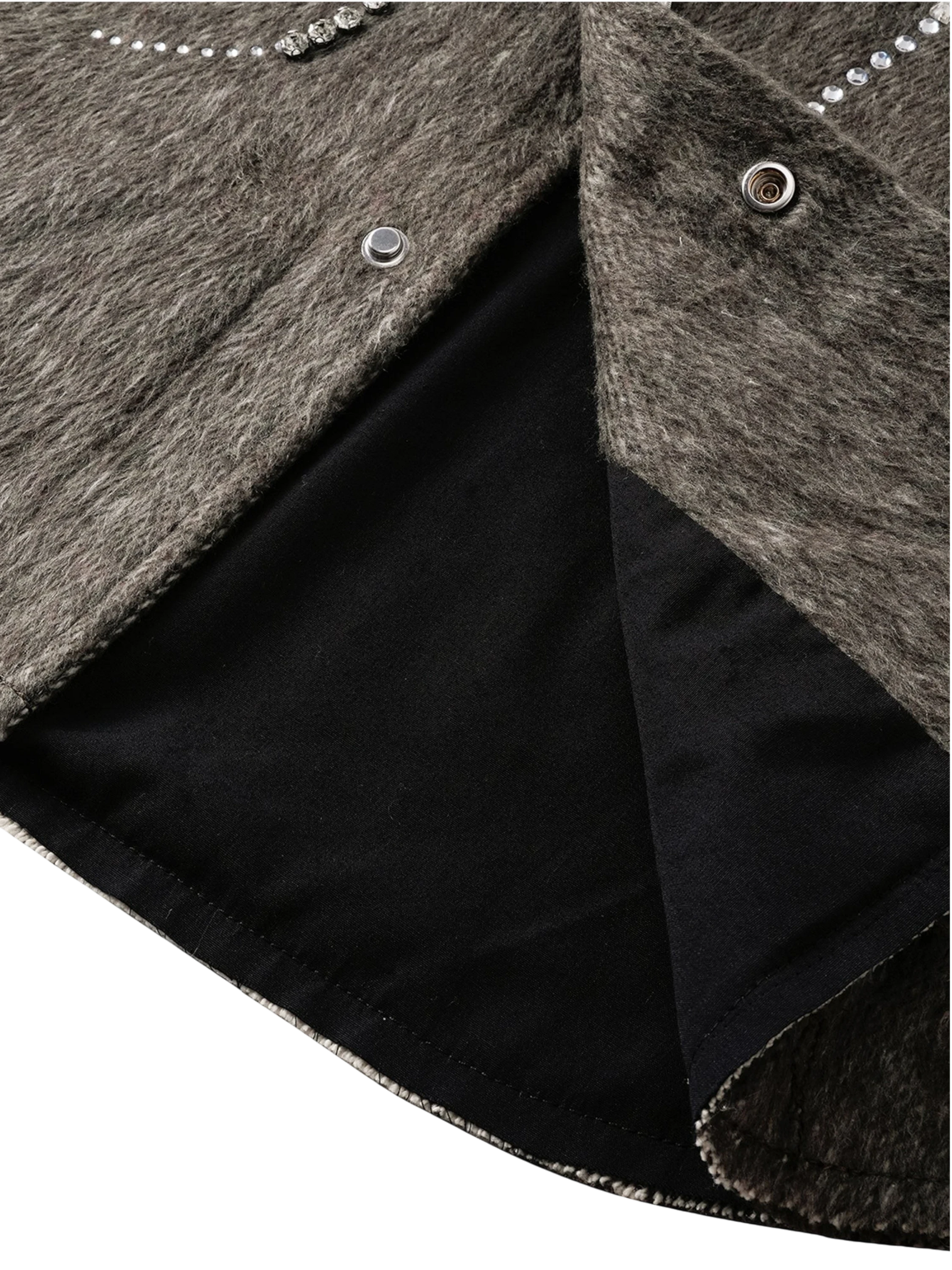TBHNP Luminous Dawn rhinestone embellished wool-blend shirt — men's gothic streetwear shirt