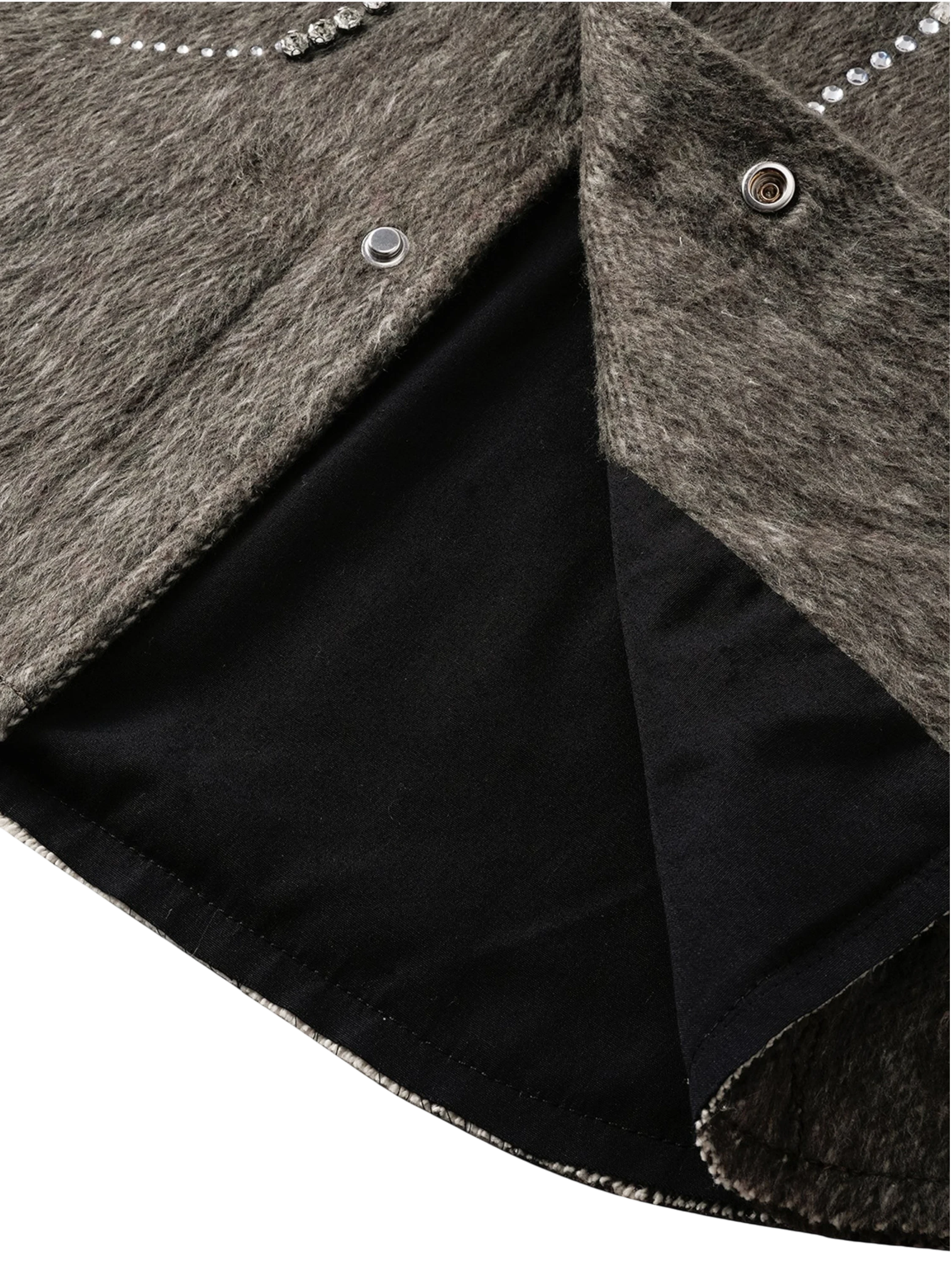TBHNP Luminous Dawn rhinestone embellished wool-blend shirt — men's gothic streetwear shirt