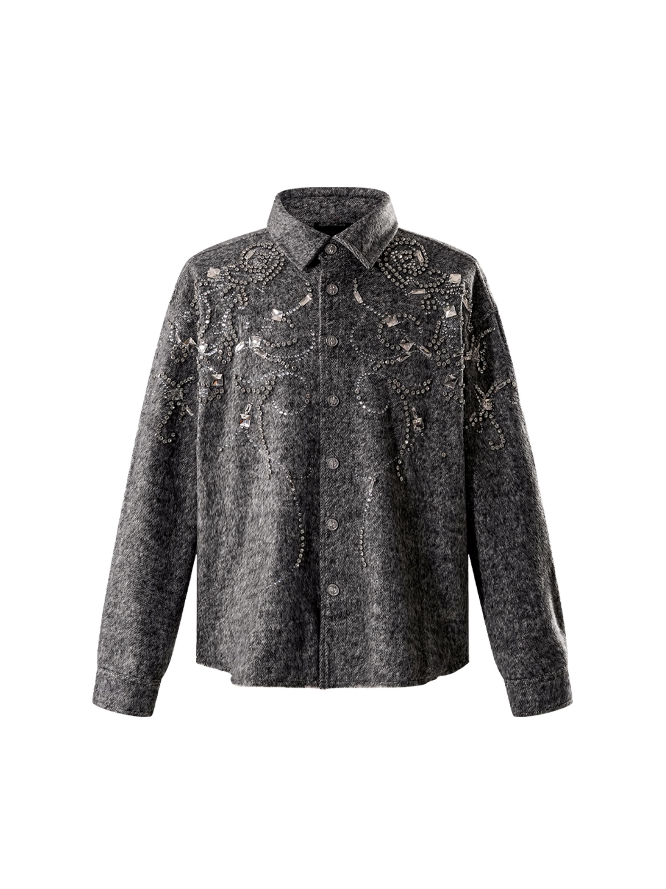 LUMINOUS DAWN RHINESTONE CROPPED SHIRT