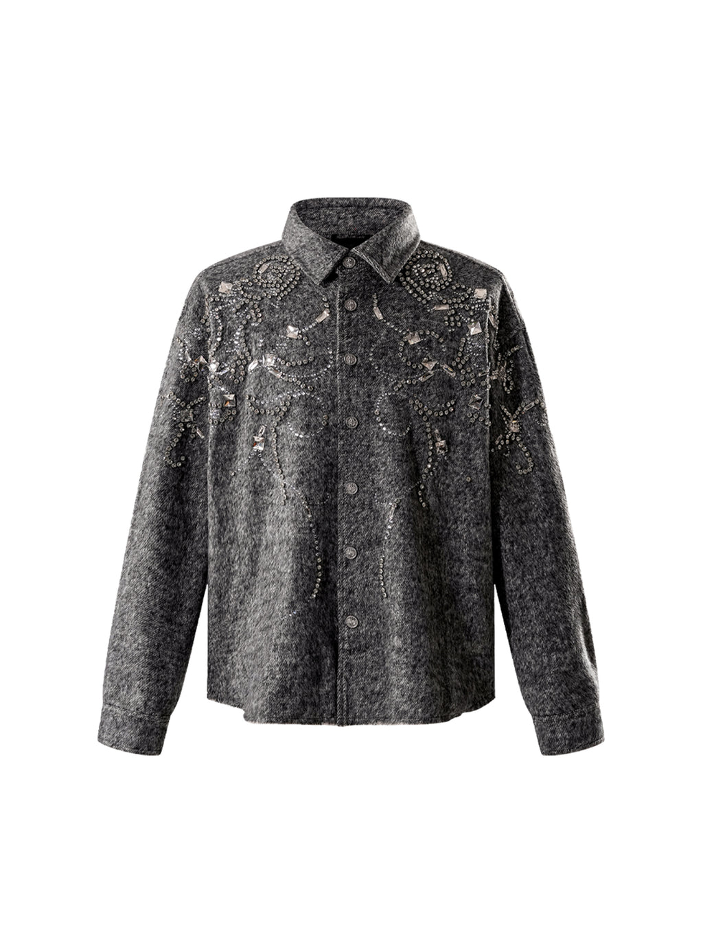 LUMINOUS DAWN RHINESTONE CROPPED SHIRT
