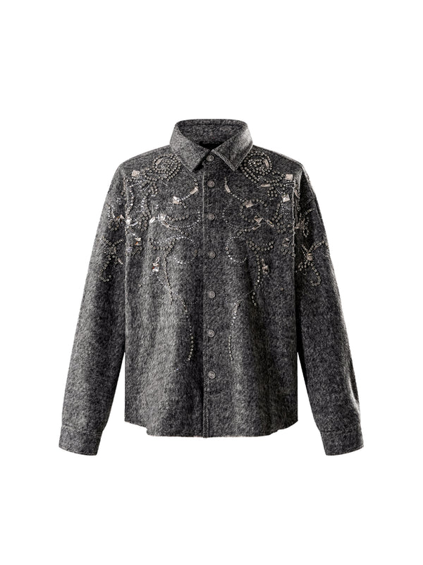 LUMINOUS DAWN RHINESTONE CROPPED SHIRT