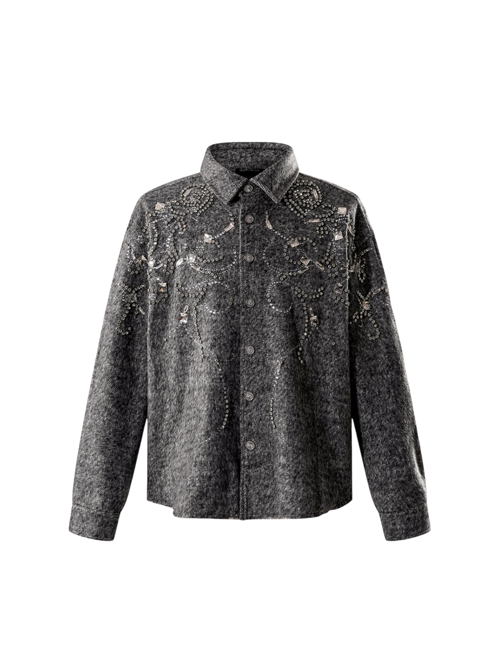 LUMINOUS DAWN RHINESTONE EMBELLISHED CROPPED SHIRT