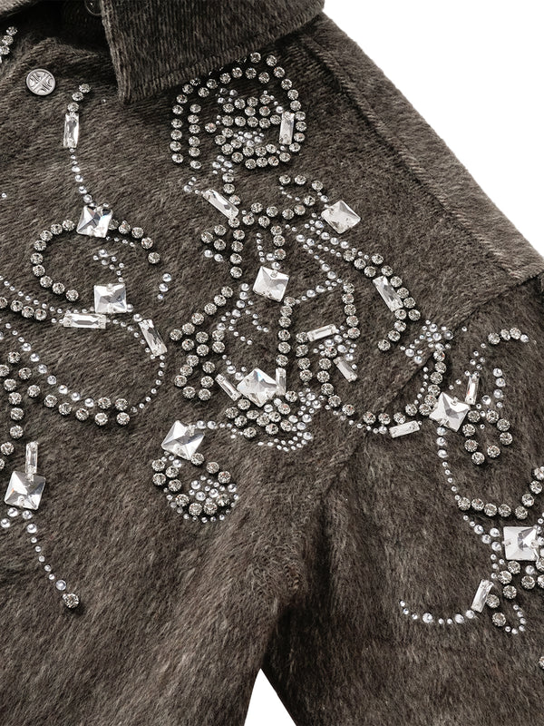 LUMINOUS DAWN RHINESTONE CROPPED SHIRT