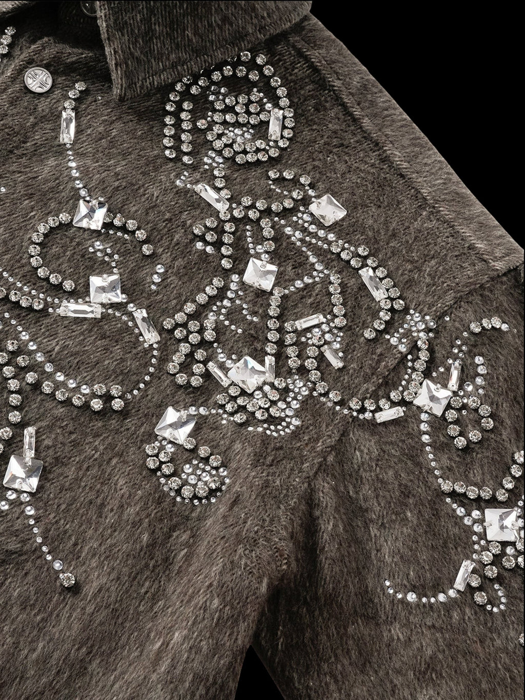 LUMINOUS DAWN RHINESTONE EMBELLISHED CROPPED SHIRT