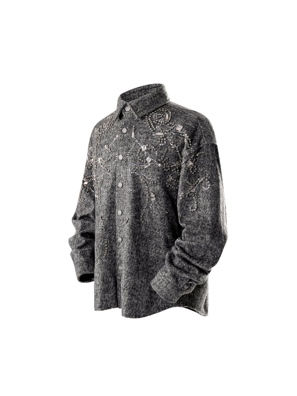 LUMINOUS DAWN RHINESTONE CROPPED SHIRT