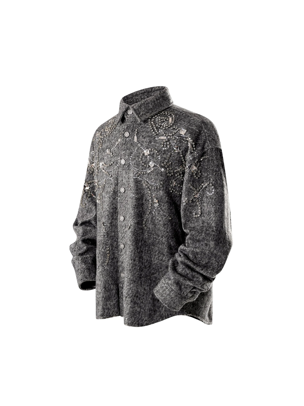 LUMINOUS DAWN RHINESTONE EMBELLISHED CROPPED SHIRT