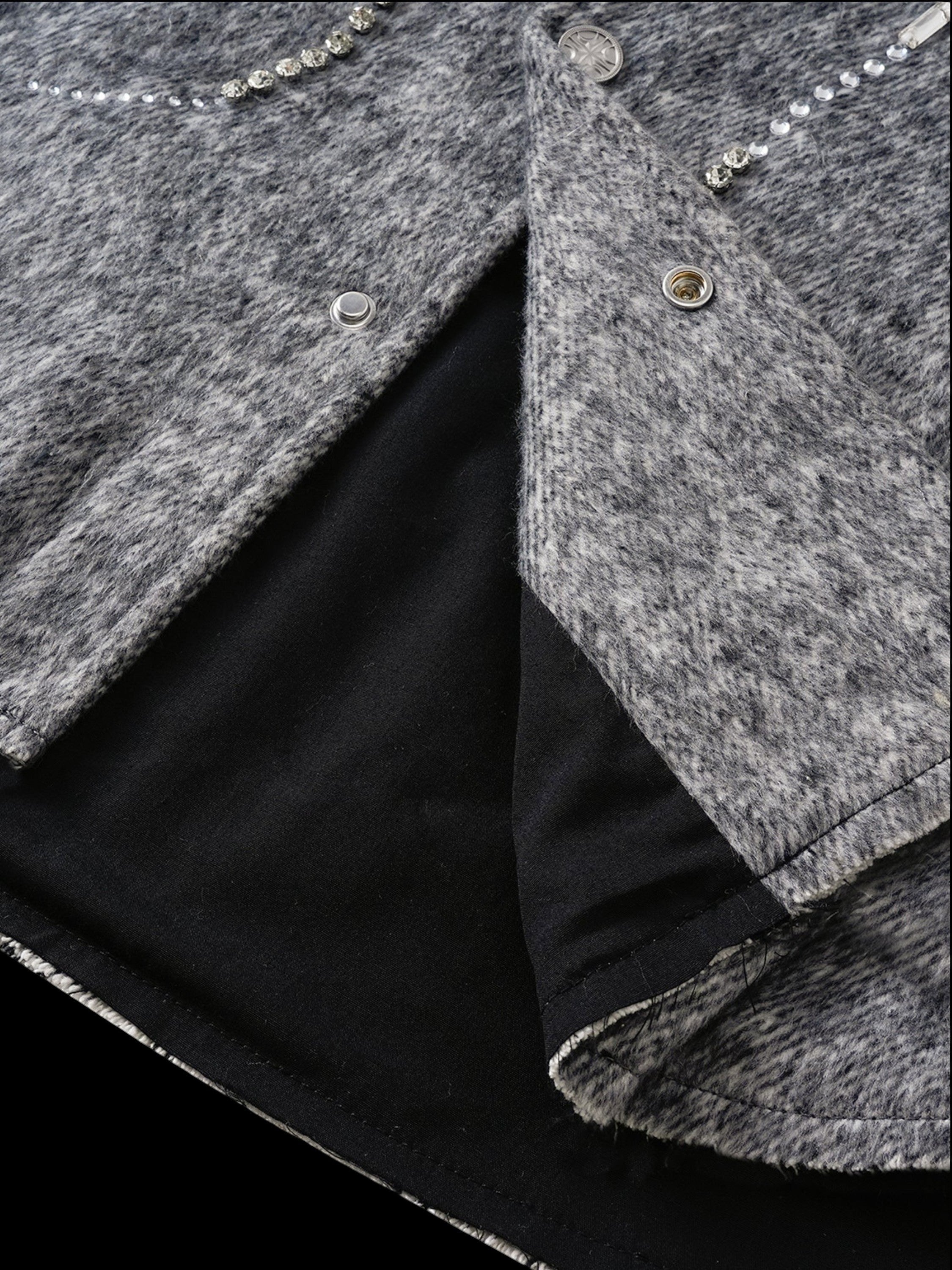 TBHNP Luminous Dawn rhinestone embellished wool-blend shirt — men's gothic streetwear shirt
