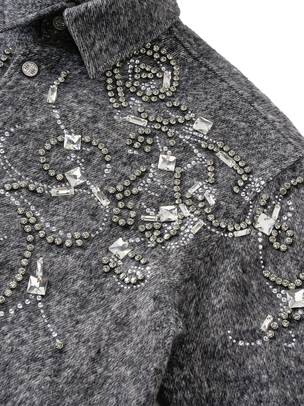 LUMINOUS DAWN RHINESTONE CROPPED SHIRT