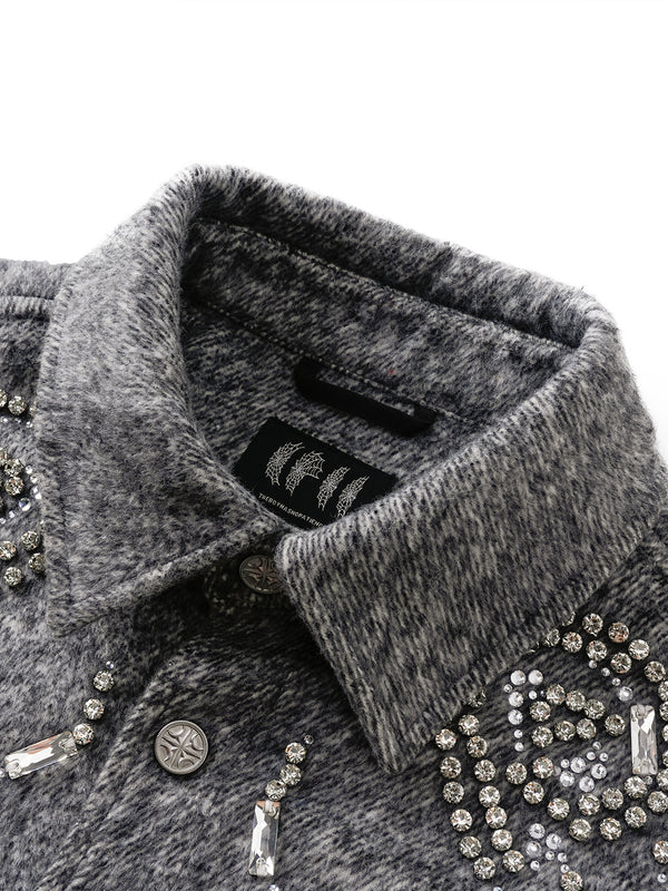 LUMINOUS DAWN RHINESTONE CROPPED SHIRT