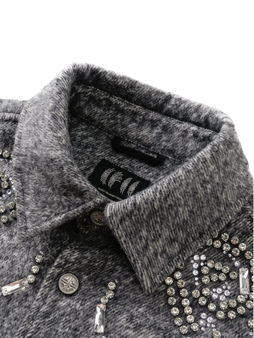 LUMINOUS DAWN RHINESTONE EMBELLISHED CROPPED SHIRT