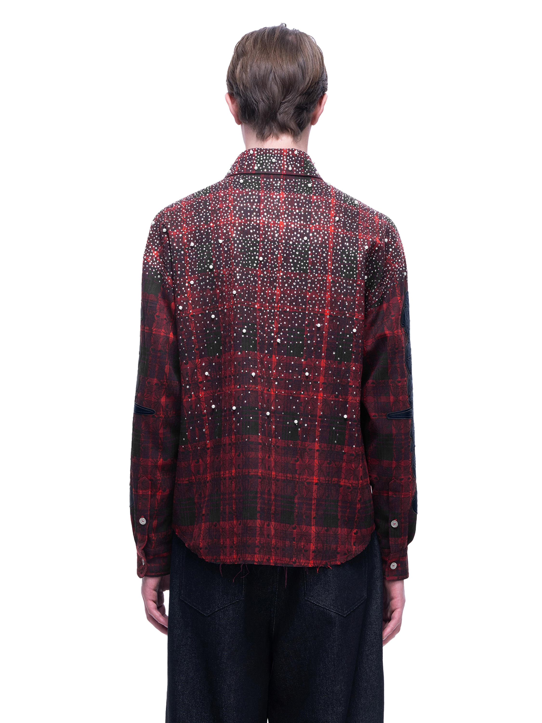 LUMINOUS DAWN RHINESTONE PEARL BAT PATTERN L-S SHIRT