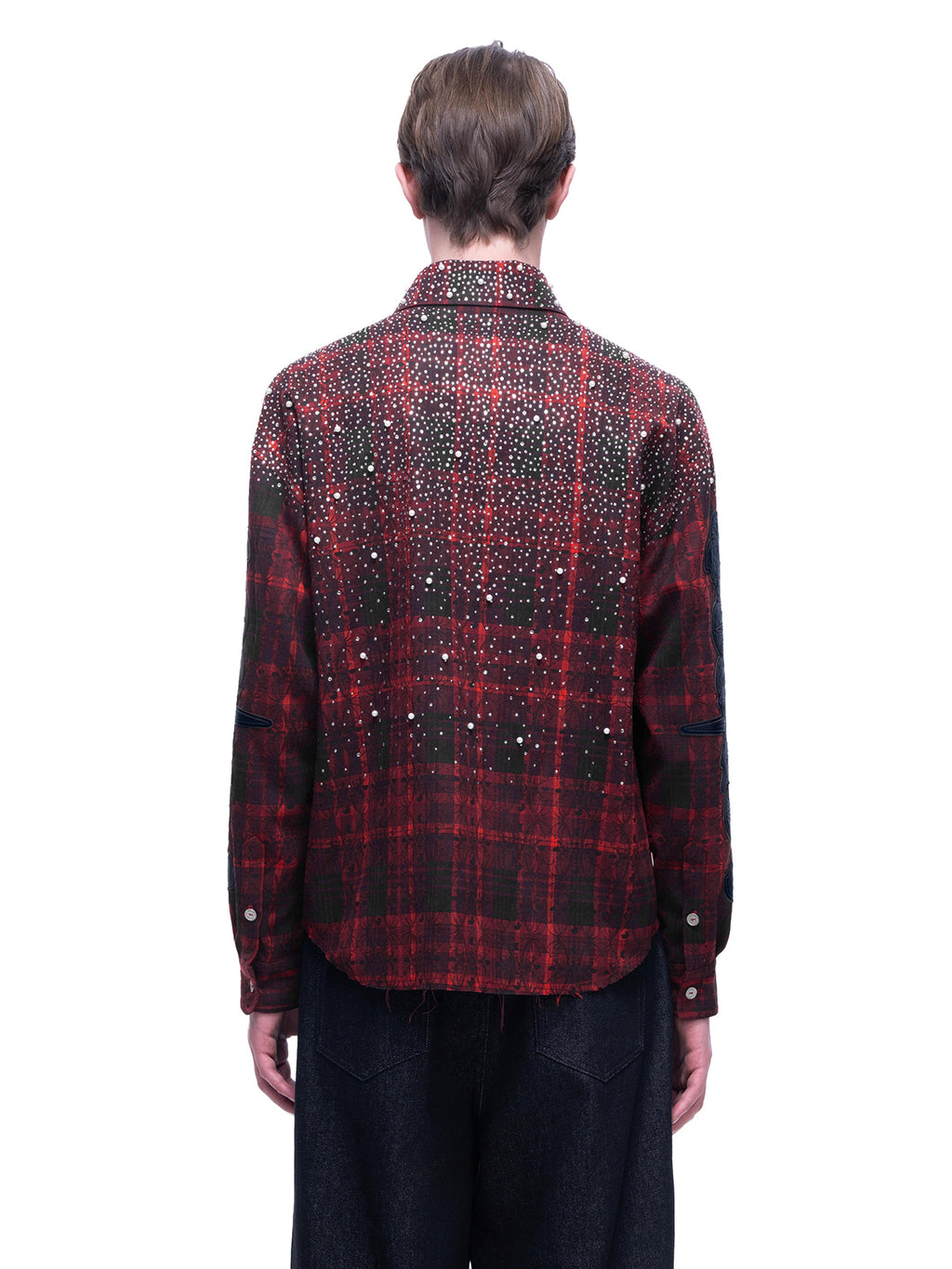 LUMINOUS DAWN RHINESTONE PEARL BAT PATTERN L-S SHIRT