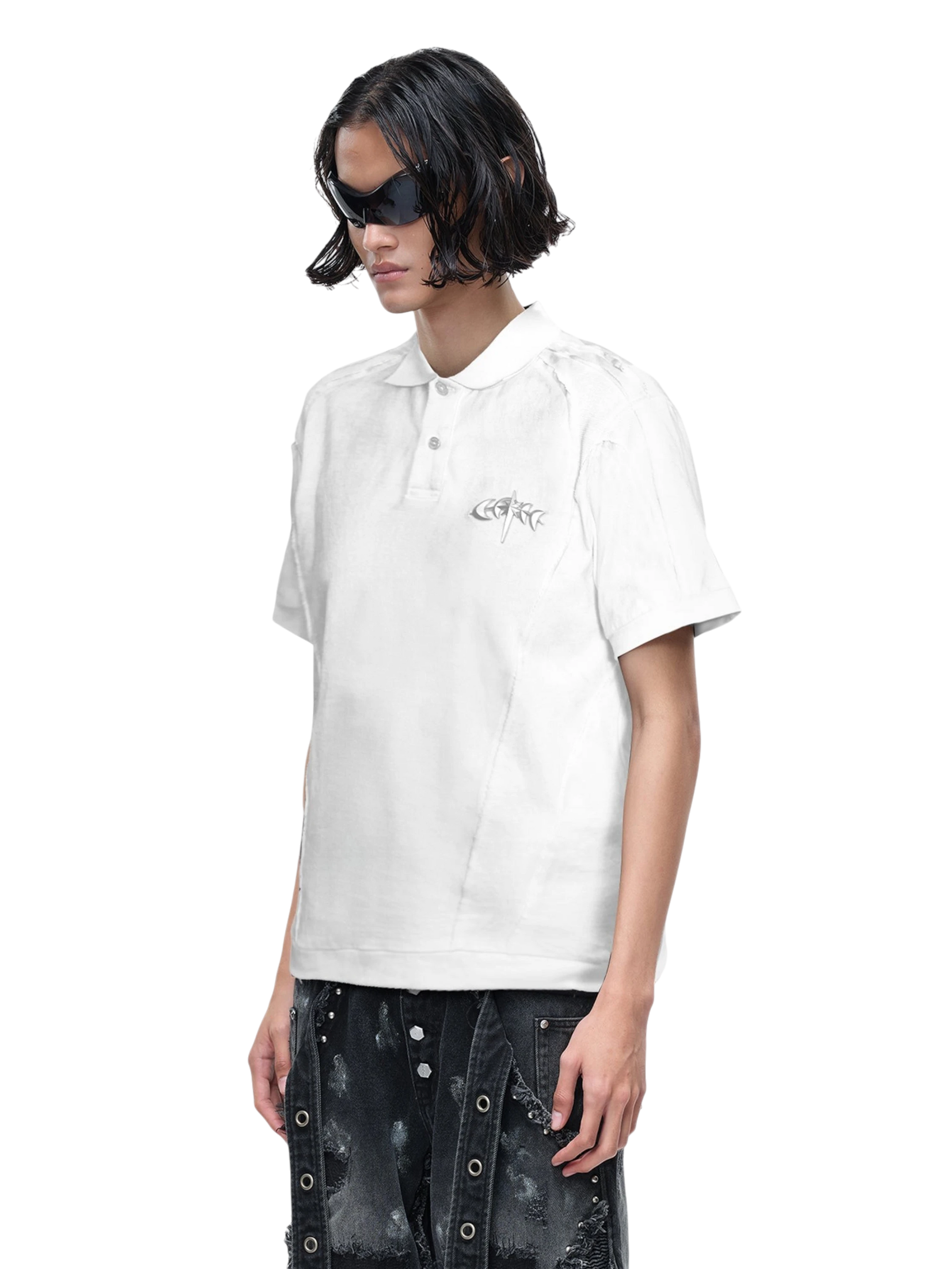 TBHNP Luminous Dawn structured seam polo shirt — men's streetwear short-sleeve polo