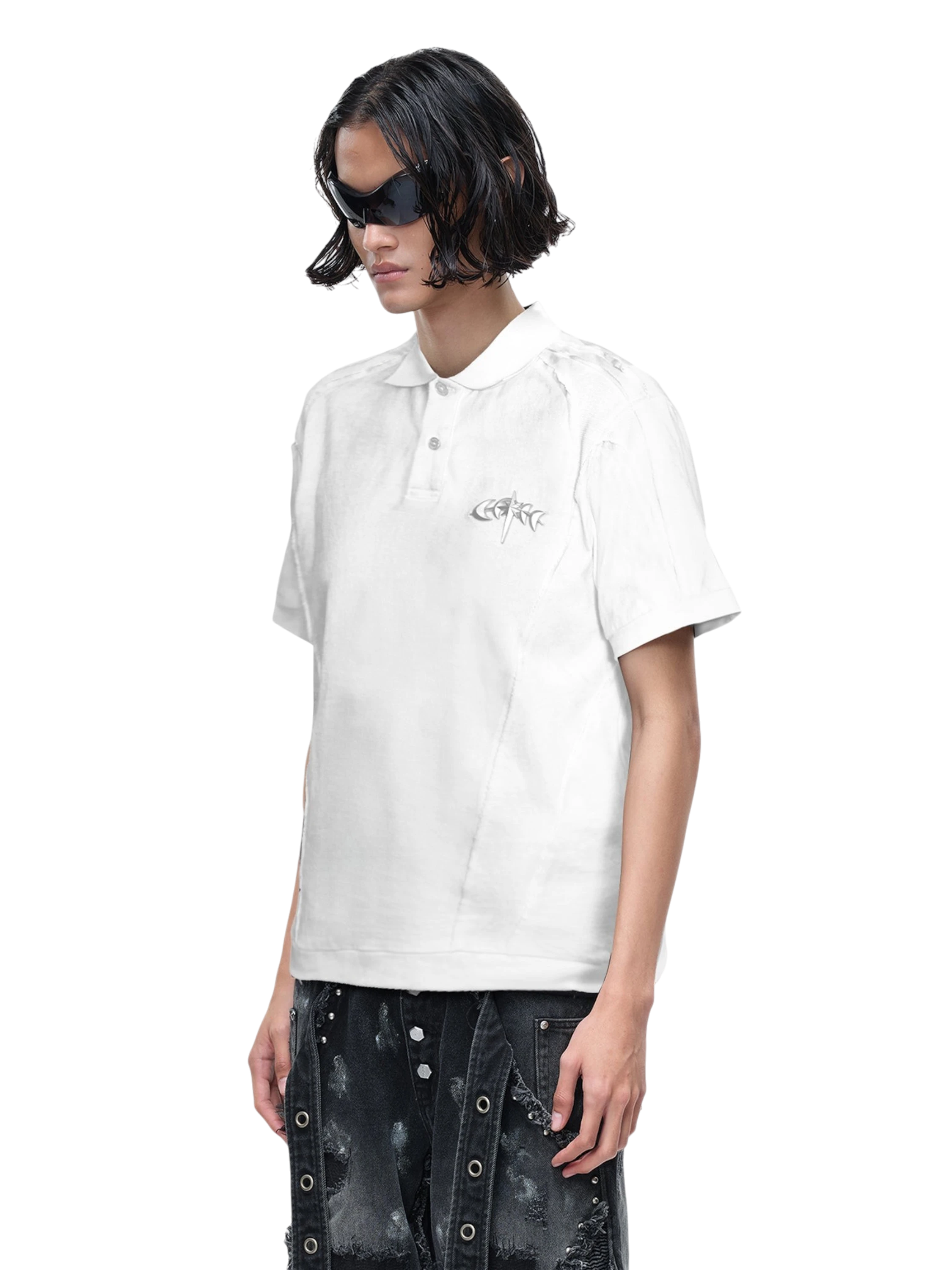TBHNP Luminous Dawn structured seam polo shirt — men's streetwear short-sleeve polo