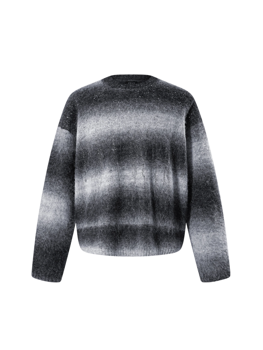 TBHNP Luminous Dawn rhinestone mohair knit sweater — men's streetwear fuzzy knit jumper