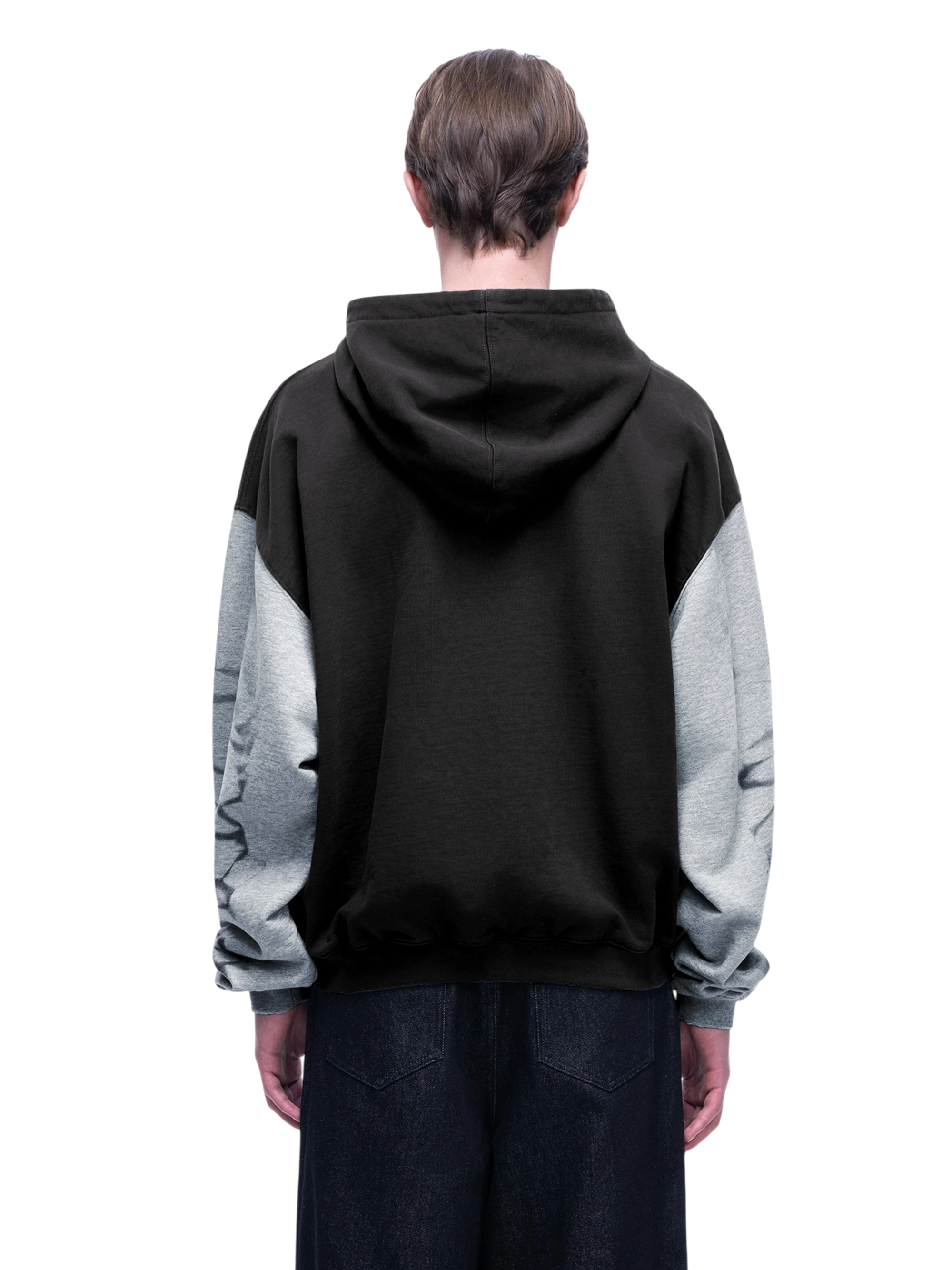 TBHNP Luminous Dawn washed two-tone cotton hoodie, dark grey — men's streetwear hoodie