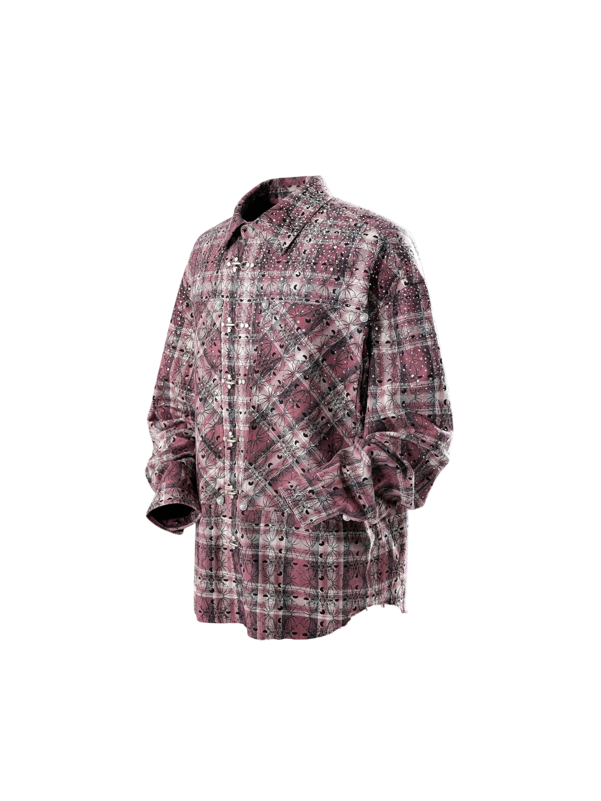 TBHNP Luminous Dawn Shadowbat buckle plaid flannel shirt — men's gothic streetwear button-up