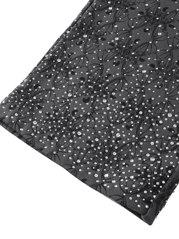 LUMINOUS DAWN DARK PATTERN RHINESTONE PANTS