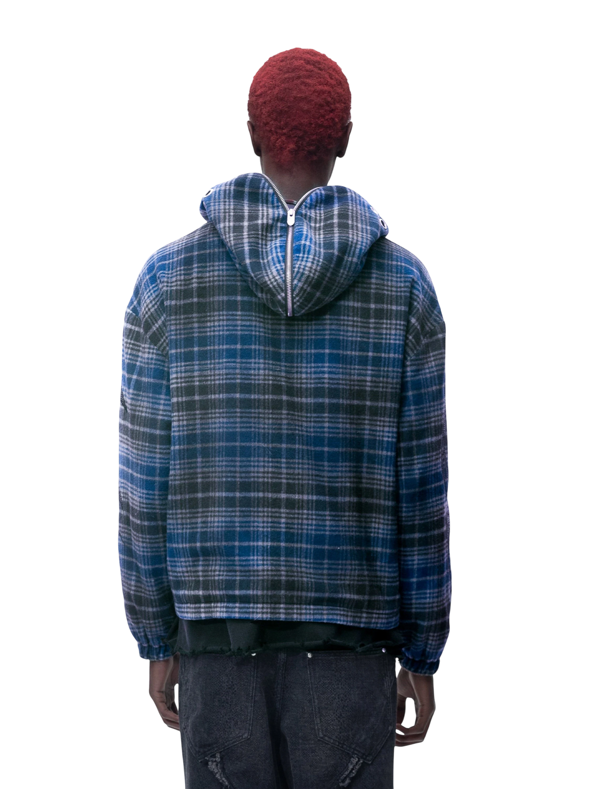 TBHNP Eclipse of the Blood Moon knight plaid zip hooded shirt — men's gothic streetwear shirt