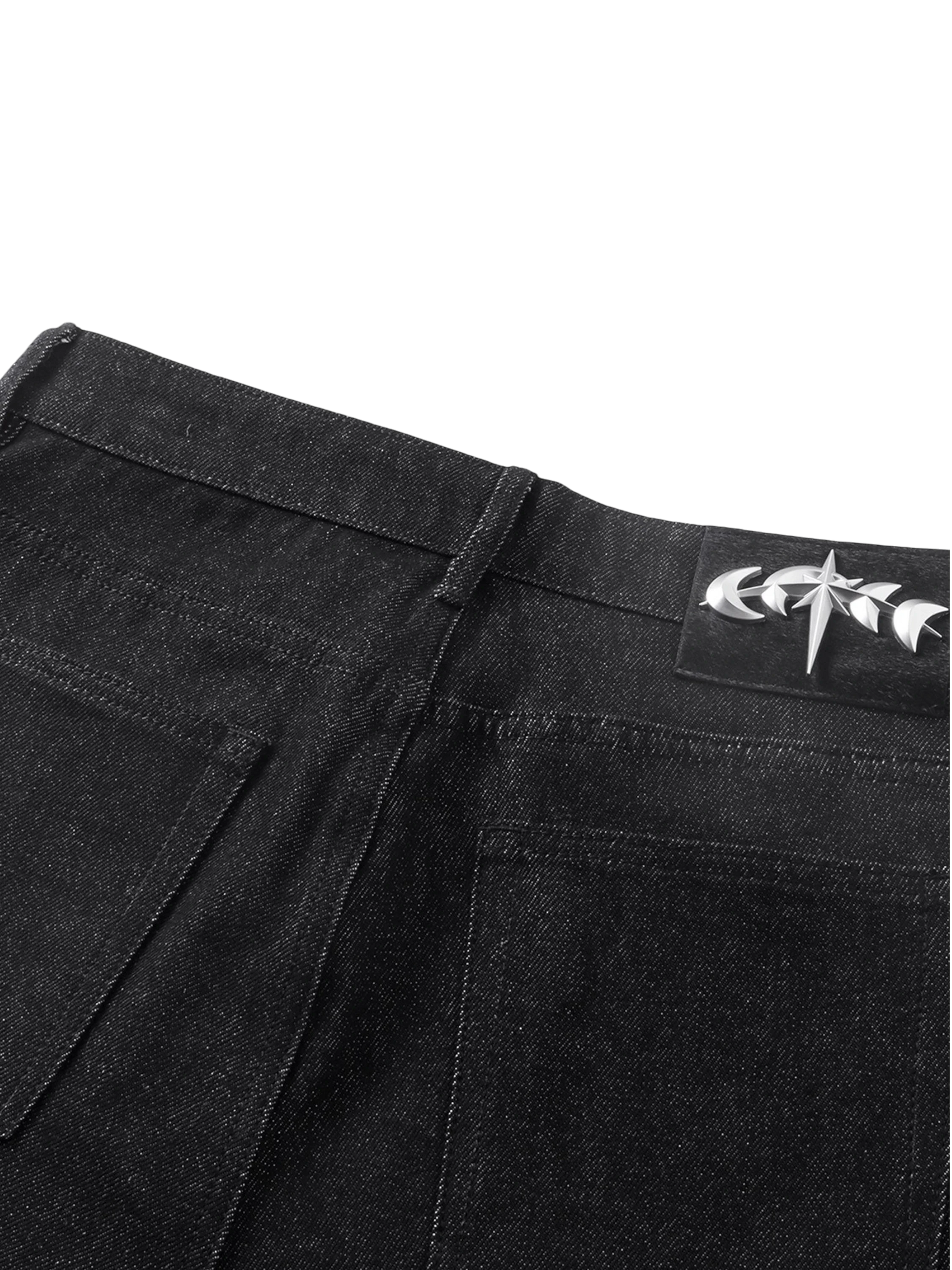 TBHNP Luminous Dawn coated baggy wide-leg jeans, black — men's streetwear denim