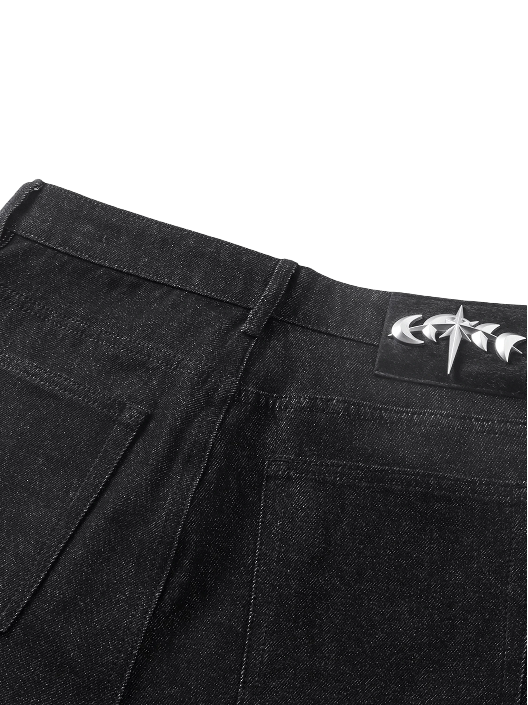TBHNP Luminous Dawn coated baggy wide-leg jeans, black — men's streetwear denim